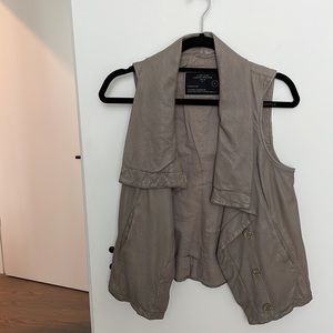 All Saints Taupe Leather Vest - XS